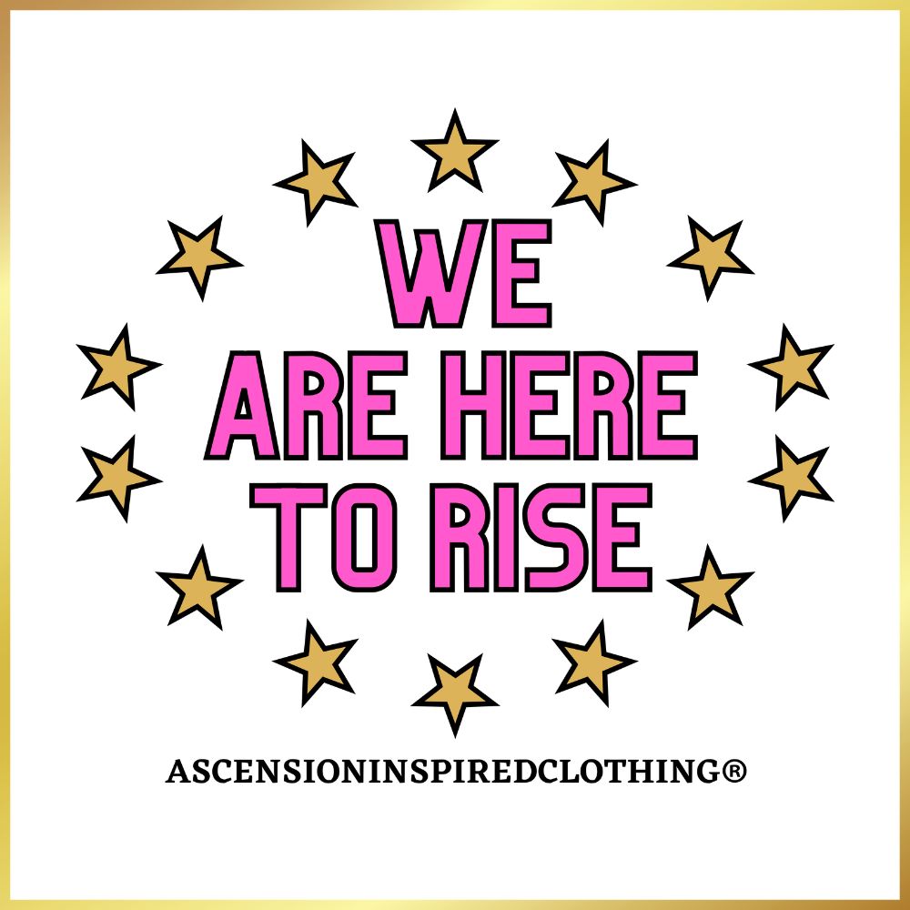 We Are Here To Rise®️ Pink/Gold Organic Cotton Kids T Shirt