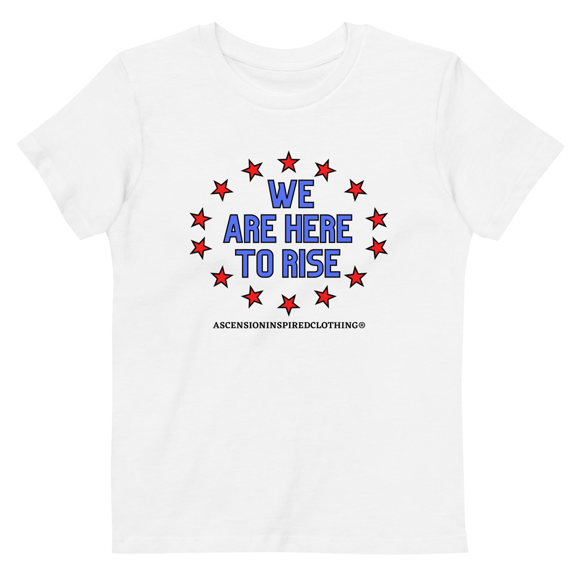 We Are Here To Rise®️ Blue/Pink Organic Cotton Kids T Shirt